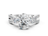 White gold Three-Stone Oval Cut Diamond Twist Band with Prong Setting_92
