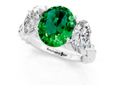 White gold Three-Stone Oval Cut Emerald Braided Band Ring with Four-Prong Setting_45