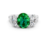 White gold Three-Stone Oval Cut Emerald Braided Band Ring with Four-Prong Setting_48