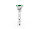 White gold Three-Stone Oval Cut Emerald Braided Band Ring with Four-Prong Setting_50