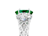 White gold Three-Stone Oval Cut Emerald Braided Band Ring with Four-Prong Setting_53