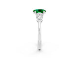 White gold Three-Stone Oval Cut Emerald Ring with Pear Side Stones and Four-Prong Setting_2