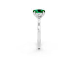 White gold Three-Stone Oval Cut Emerald Ring with Pear  Side Stones in Four-Prong Setting_14
