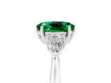 White gold Three-Stone Oval Cut Emerald Ring with Pear  Side Stones in Four-Prong Setting_17