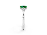 White gold Three-Stone Oval Cut Emerald Ring with Pear  Side Stones in Four-Prong Setting_50