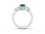 White gold Three-Stone Oval Cut Emerald Ring with Pear  Side Stones in Four-Prong Setting_51