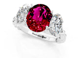 White gold Three-Stone Oval Cut Garnet Braided Band Ring with Four-Prong Setting_13