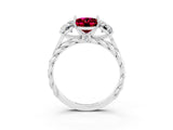 White gold Three-Stone Oval Cut Garnet Braided Band Ring with Four-Prong Setting_15