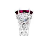 White gold Three-Stone Oval Cut Garnet Braided Band Ring with Four-Prong Setting_17