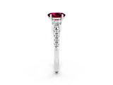 White gold Three-Stone Oval Cut Garnet Pavé Band with Four-Prong Setting_2