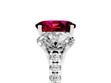 White gold Three-Stone Oval Cut Garnet Ring with Pavé Band and Prong Setting_17