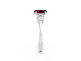 White gold Three-Stone Oval Cut Garnet Ring with Pear Side Stones and Four-Prong Setting_2