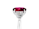 White gold Three-Stone Oval Cut Garnet Ring with Pear  Side Stones in Four-Prong Setting_17