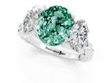 White gold Three-Stone Oval Cut Green Sapphire Braided Band Ring with Four-Prong Setting_45