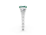 White gold Three-Stone Oval Cut Green Sapphire Braided Band Ring with Four-Prong Setting_46