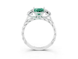 White gold Three-Stone Oval Cut Green Sapphire Braided Band Ring with Four-Prong Setting_47