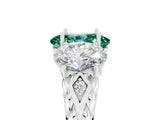 White gold Three-Stone Oval Cut Green Sapphire Braided Band Ring with Four-Prong Setting_49