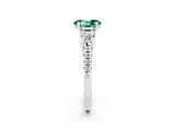 White gold Three-Stone Oval Cut Green Sapphire Pavé Band with Four-Prong Setting_2