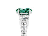 White gold Three-Stone Oval Cut Green Sapphire Pavé Band with Four-Prong Setting_5
