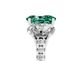 White gold Three-Stone Oval Cut Green Sapphire Ring with Pavé Band and Prong Setting_17