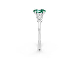 White gold Three-Stone Oval Cut Green Sapphire Ring with Pear Side Stones and Four-Prong Setting_2