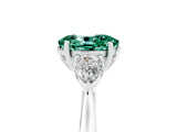 White gold Three-Stone Oval Cut Green Sapphire Ring with Pear  Side Stones in Four-Prong Setting_17