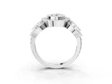 White gold Three-Stone Oval Cut Halo Pavé Diamond Ring_10