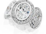 White gold Three-Stone Oval Cut Halo Pavé Diamond Ring_8
