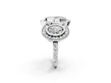 White gold Three-Stone Oval Cut Halo Pavé Diamond Ring_9