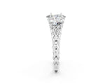 White gold Three-Stone Oval Cut Moissanite Braided Band Ring with Four-Prong Setting_34