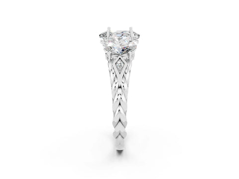 White gold Three-Stone Oval Cut Moissanite Braided Band Ring with Four-Prong Setting_34