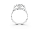 White gold Three-Stone Oval Cut Moissanite Braided Band Ring with Four-Prong Setting_35