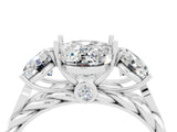 White gold Three-Stone Oval Cut Moissanite Braided Band Ring with Four-Prong Setting_40
