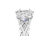 White gold Three-Stone Oval Cut Moissanite Braided Band Ring with Four-Prong Setting_41