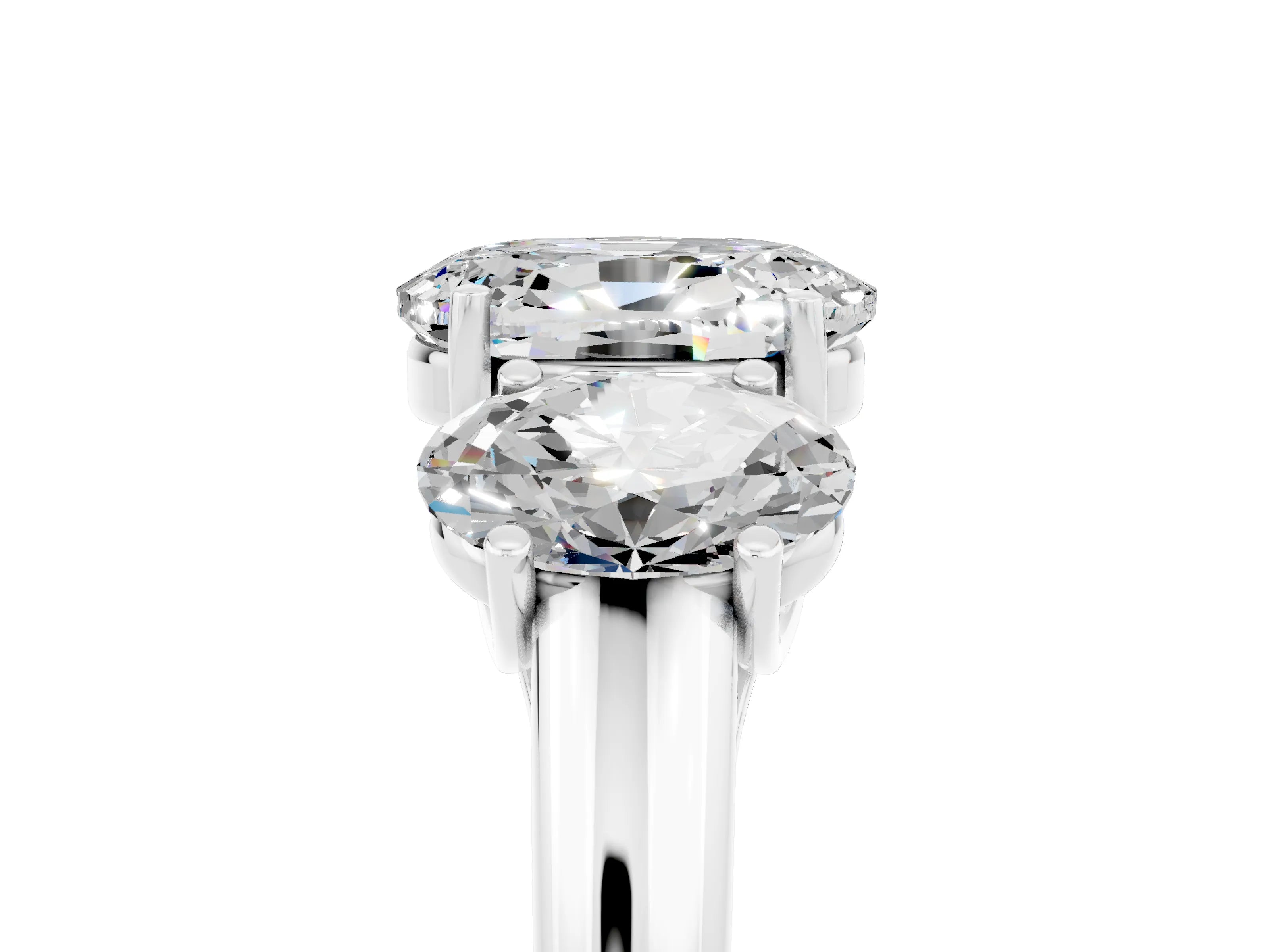 White gold Three-Stone Oval Cut Moissanite Engagement Ring with Prong Setting_5