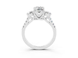 White gold Three-Stone Oval Cut Moissanite Pavé Band with Four-Prong Setting_3