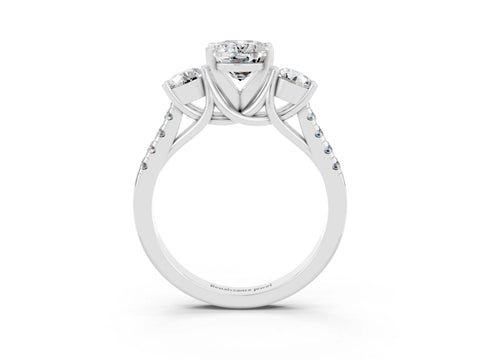 White gold Three-Stone Oval Cut Moissanite Pavé Band with Four-Prong Setting_3