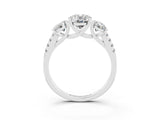 White gold Three-Stone Oval Cut Moissanite Ring with Pavé Band and Prong Setting_15