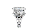 White gold Three-Stone Oval Cut Moissanite Ring with Pavé Band and Prong Setting_17