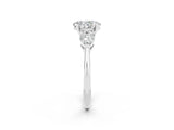 White gold Three-Stone Oval Cut Moissanite Ring with Pear Side Stones and Four-Prong Setting_2