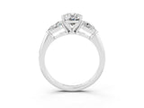 White gold Three-Stone Oval Cut Moissanite Ring with Pear Side Stones and Four-Prong Setting_3