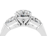 White gold Three-Stone Oval Cut Moissanite Ring with Pear Side Stones and Four-Prong Setting_4