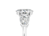 White gold Three-Stone Oval Cut Moissanite Ring with Pear Side Stones and Four-Prong Setting_5