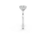 White gold Three-Stone Oval Cut Moissanite Ring with Pear  Side Stones in Four-Prong Setting_14