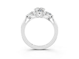 White gold Three-Stone Oval Cut Moissanite Ring with Pear  Side Stones in Four-Prong Setting_15