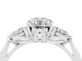 White gold Three-Stone Oval Cut Moissanite Ring with Pear  Side Stones in Four-Prong Setting_16