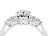 White gold Three-Stone Oval Cut Moissanite Ring with Pear  Side Stones in Four-Prong Setting_52