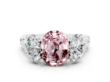 White gold Three-Stone Oval Cut Morganite Braided Band Ring with Four-Prong Setting_12