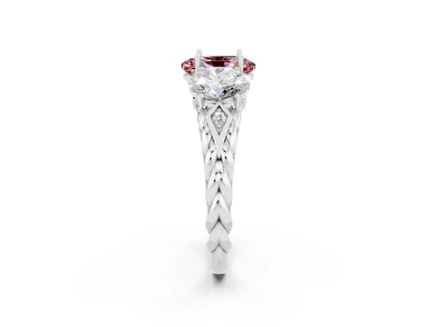 White gold Three-Stone Oval Cut Morganite Braided Band Ring with Four-Prong Setting_14