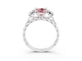 White gold Three-Stone Oval Cut Morganite Braided Band Ring with Four-Prong Setting_15